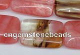 CCY222 15.5 inches 20*30mm rectangle volcano cherry quartz beads