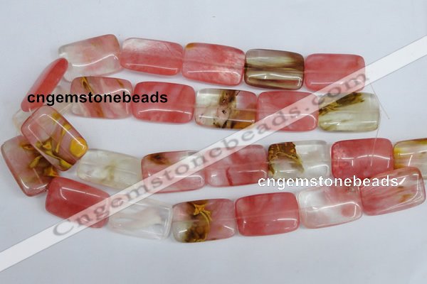 CCY222 15.5 inches 20*30mm rectangle volcano cherry quartz beads