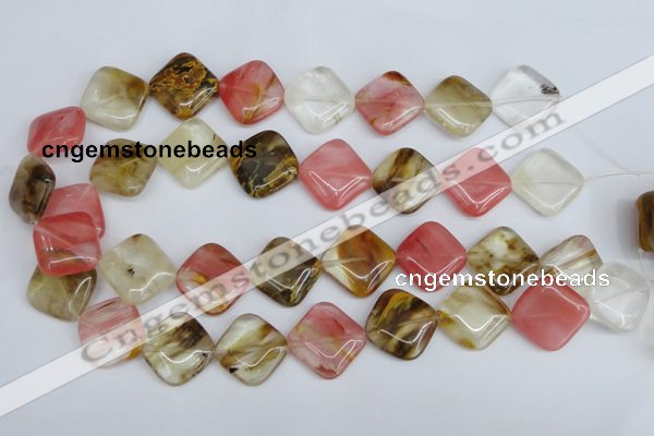 CCY225 15.5 inches 20*20mm diamond volcano cherry quartz beads