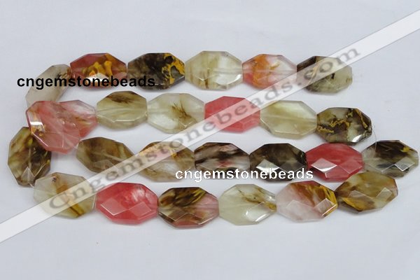 CCY231 15.5 inches 20*30mm faceted octagonal volcano cherry quartz beads