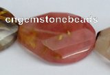 CCY233 25*35mm twisted & faceted oval volcano cherry quartz beads