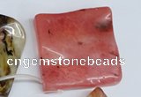 CCY236 Top-drilled 50*50mm wavy diamond volcano cherry quartz beads