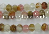 CCY401 15.5 inches 6*8mm faceted rondelle volcano cherry quartz beads