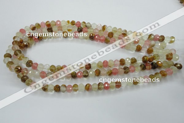 CCY401 15.5 inches 6*8mm faceted rondelle volcano cherry quartz beads