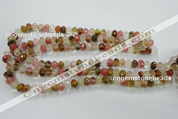 CCY402 15.5 inches 7*10mm faceted rondelle volcano cherry quartz beads