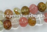 CCY403 15.5 inches 9*12mm faceted rondelle volcano cherry quartz beads