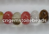 CCY404 15.5 inches 10*14mm faceted rondelle volcano cherry quartz beads