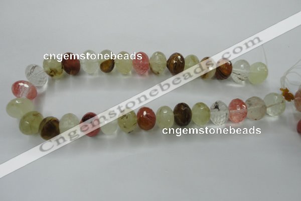 CCY405 15.5 inches 14*18mm faceted rondelle volcano cherry quartz beads