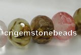 CCY406 15.5 inches 15*20mm faceted rondelle volcano cherry quartz beads