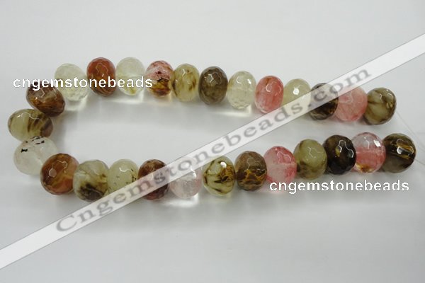 CCY406 15.5 inches 15*20mm faceted rondelle volcano cherry quartz beads