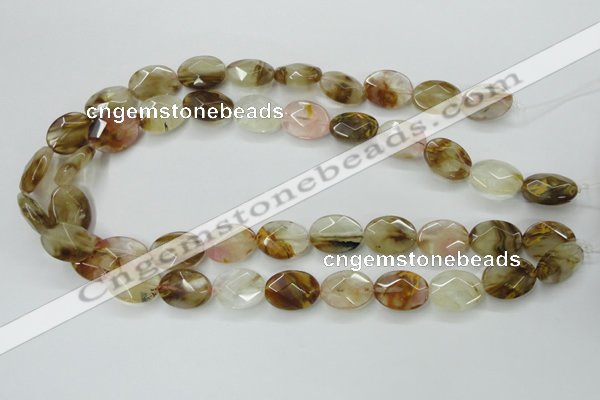 CCY418 15.5 inches 13*18mm faceted oval volcano cherry quartz beads