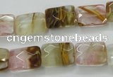 CCY430 15.5 inches 10*14mm faceted rectangle volcano cherry quartz beads