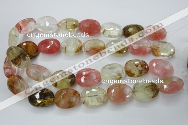 CCY444 15.5 inches 20*26mm faceted freeform volcano cherry quartz beads