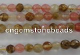 CCY501 15.5 inches 6mm faceted round volcano cherry quartz beads