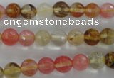 CCY502 15.5 inches 8mm faceted round volcano cherry quartz beads