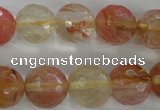 CCY505 15.5 inches 14mm faceted round volcano cherry quartz beads