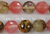 CCY506 15.5 inches 16mm faceted round volcano cherry quartz beads