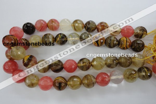 CCY507 15.5 inches 18mm faceted round volcano cherry quartz beads