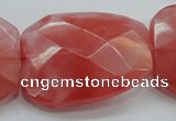 CCY55 15.5 inches 30*40mm twisted & faceted rectangle cherry quartz beads