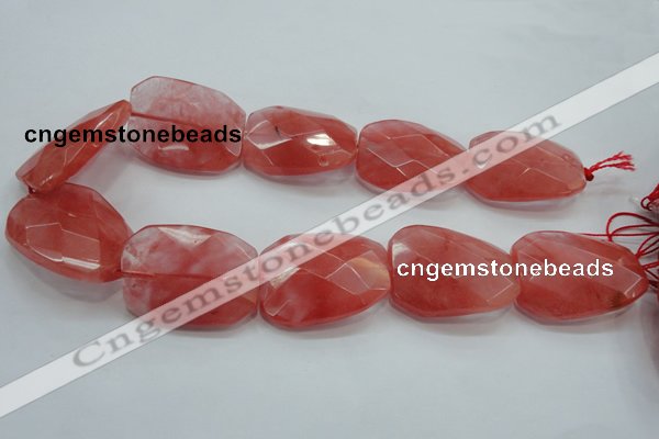 CCY55 15.5 inches 30*40mm twisted & faceted rectangle cherry quartz beads