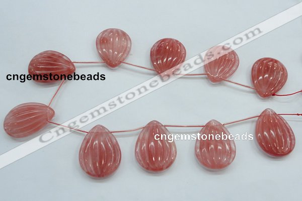 CCY57 30*40mm top-drilled teardrop cherry quartz beads wholesale