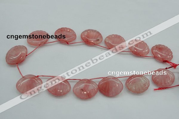 CCY58 25*30mm top-drilled conch cherry quartz beads wholesale