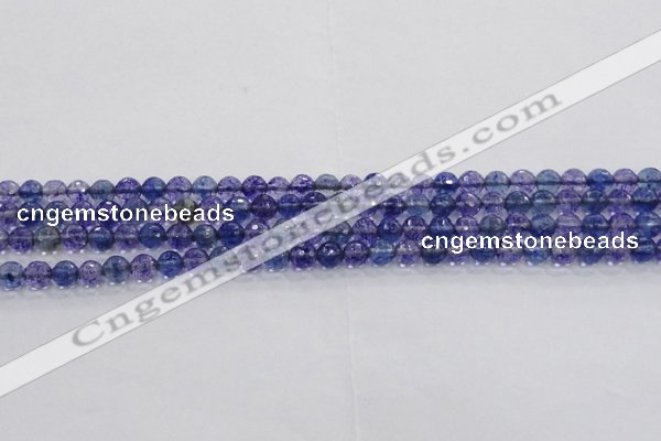 CCY601 15.5 inches 6mm faceted round blue cherry quartz beads