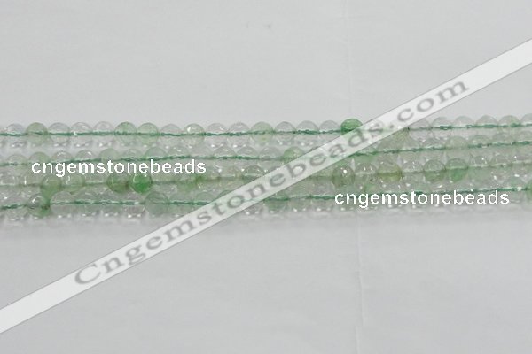CCY611 15.5 inches 6mm faceted round green cherry quartz beads