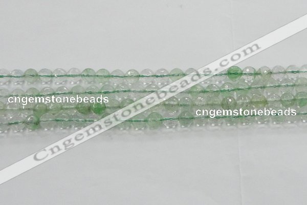 CCY612 15.5 inches 8mm faceted round green cherry quartz beads
