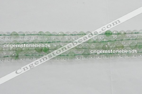 CCY612 15.5 inches 8mm faceted round green cherry quartz beads