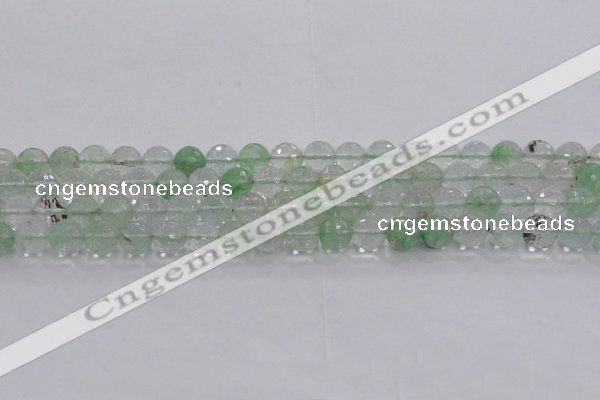 CCY613 15.5 inches 10mm faceted round green cherry quartz beads