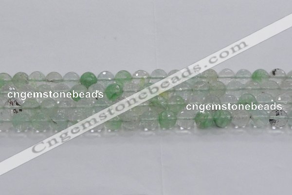 CCY614 15.5 inches 12mm faceted round green cherry quartz beads