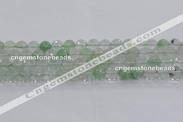 CCY615 15.5 inches 14mm faceted round green cherry quartz beads