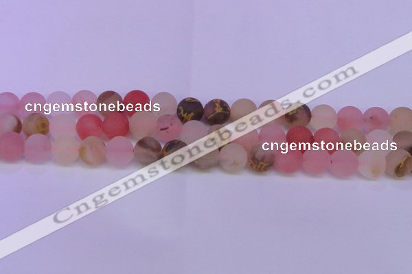 CCY625 15.5 inches 14mm round matte volcano cherry quartz beads