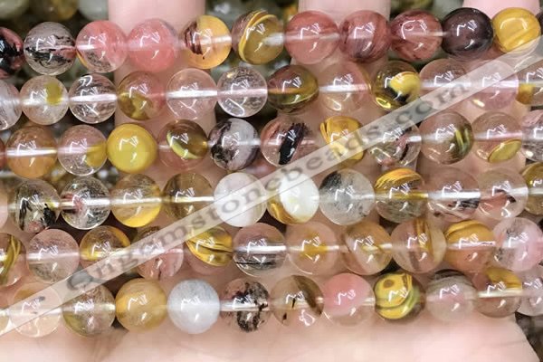 CCY643 15.5 inches 10mm round volcano cherry quartz beads