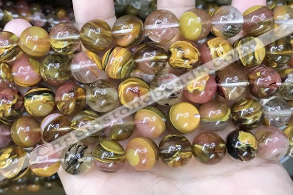 CCY645 15.5 inches 14mm round volcano cherry quartz beads