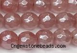 CCY665 15 inches 6mm faceted round AB-color cherry quartz beads