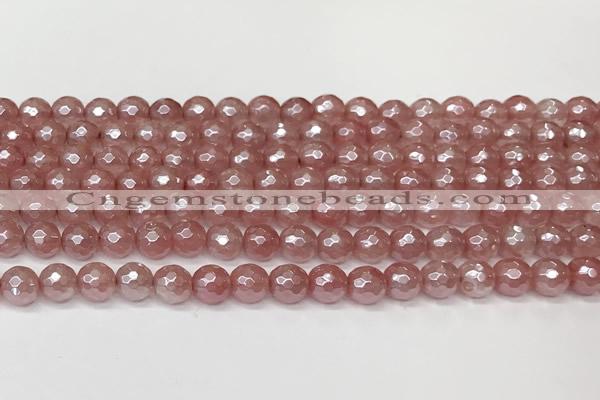 CCY665 15 inches 6mm faceted round AB-color cherry quartz beads