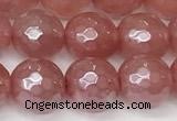 CCY666 15 inches 8mm faceted round AB-color cherry quartz beads