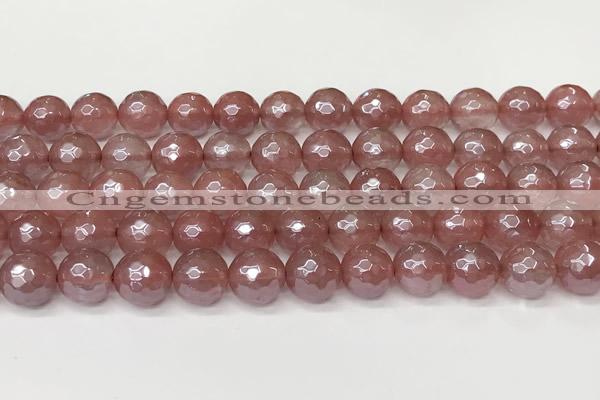 CCY667 15 inches 10mm faceted round AB-color cherry quartz beads