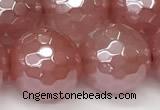 CCY668 15 inches 12mm faceted round AB-color cherry quartz beads