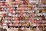 CCY687 15 inches 6mm round volcano cherry quartz beads