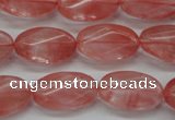 CCY70 15.5 inches 12*20mm twisted oval cherry quartz beads wholesale