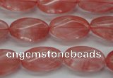 CCY70 15.5 inches 12*20mm twisted oval cherry quartz beads wholesale