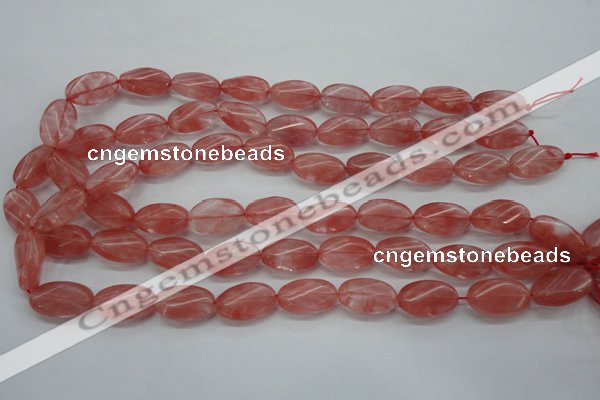 CCY70 15.5 inches 12*20mm twisted oval cherry quartz beads wholesale