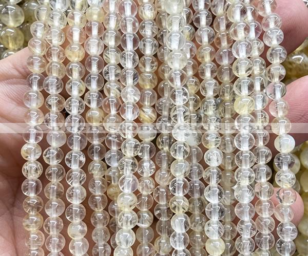 CCY700 15 inches 4mm round yellow watermelon beads