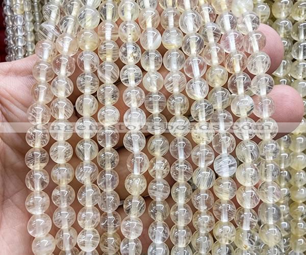 CCY701 15 inches 6mm round yellow watermelon beads