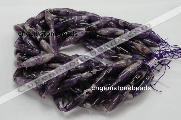 CDA16 15.5 inches 10*35mm rice dogtooth amethyst quartz beads