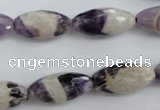 CDA28 15.5 inches 10*20mm faceted rice dogtooth amethyst beads