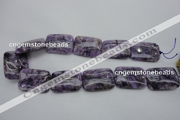 CDA312 15.5 inches 25*35mm rectangle dyed dogtooth amethyst beads